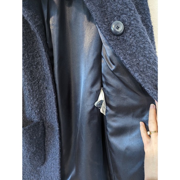 Marks & Spencer Bouclé Textured Teddy Coat Women Navy Blue - Picture 5 of 10